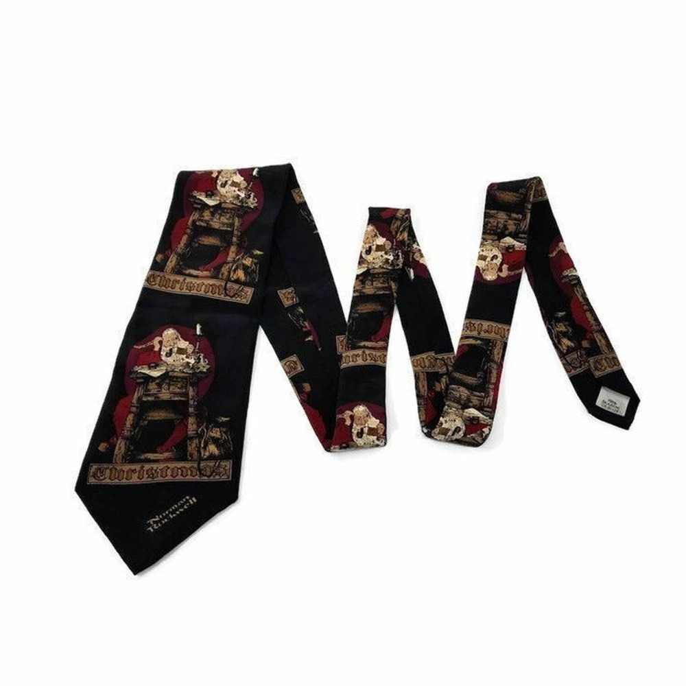 Norman Rockwell Christmas 1994 Silk Santa Claus Tie Necktie Made in Canada 55" - Picture 5 of 7